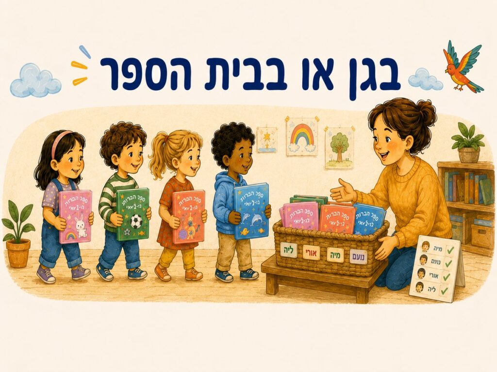 אינפוגרפיקה: בגן או בבית הספר. השלבים מפורטים גם בטקסט שלצד התמונה.